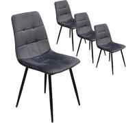 Skraut home Lote de 4 sillas tapizadas en terciopelo gris estructura de metal