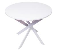 Skraut Home - Mesa Comedor Fija Redonda | 90 x 90 x 77 cm | Capacidad hasta 4 Personas | Materiales Resistentes | Modelo Zen (90cm, Blanca + Patas Blancas)