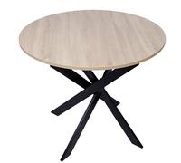 Skraut Home - Mesa Comedor Fija Redonda | 90 x 90 x 77 cm | Capacidad hasta 4 Personas | Materiales Resistentes | Modelo Zen (90cm, Roble + Patas Negras)