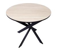 Skraut Home - Mesa Comedor Fija Redonda | 90 x 90 x 77 cm | Capacidad hasta 4 Personas | Materiales Resistentes | Modelo Zen (90cm, Roble/Negro + Patas Negras)