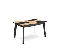 Skraut Home | Mesa Comedor | Mesa Fija Cocina y Salón | 140 | para 6 comensales | Patas de Madera | Estilo Moderno | Roble y Negro