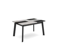 Skraut Home | Mesa Comedor | Mesa Fija Cocina y Salón | 140 | para 6 comensales | Patas de Madera | Estilo Moderno | Cemento