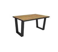 Skraut Home | Mesa Comedor | Mesa Fija Cocina y Salón | 140x90x74 cm | para 6 comensales | Muebles Comedor | Estilo Industrial | Roble y Negro