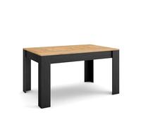 Skraut Home | Mesa Comedor | Mesa Fija Cocina y Salón | 140x90x76 cm | para 6 comensales | Muebles Comedor | Estilo Moderno | Roble y Negro
