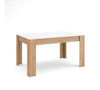 Skraut Home | Mesa Comedor | Mesa Fija Cocina y Salón | 140x90x76 cm | para 6 comensales | Muebles Comedor | Estilo Moderno | Blanco y Roble