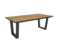 Skraut Home | Mesa Comedor | Mesa Fija Cocina y Salón | 194x90x74 cm | para 10 Comensales | Muebles Comedor | Estilo Industrial | Roble y Negro