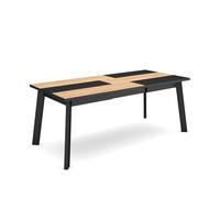 Skraut Home | Mesa Comedor | Mesa Fija Cocina y Salón | 200 | para 10 Comensales | Patas de Madera | Estilo Moderno | Roble y Negro