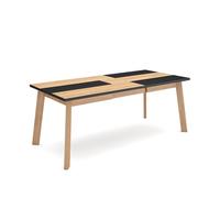 Skraut Home | Mesa Comedor | Mesa Fija Cocina y Salón | 200 | para 10 Comensales | Patas de Madera | Estilo Moderno | Roble y Negro