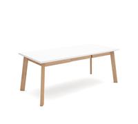 Skraut Home | Mesa Comedor | Mesa Fija Cocina y Salón | 200 | para 10 Comensales | Patas de Madera | Estilo Moderno | Blanco