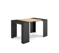 Skraut Home | Mesa Consola Extensible | Mesa Comedor Plegable | 140 | para 6 comensales | Comedor y Cocina | Estilo Moderno | Negro y Roble