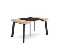 Skraut Home | Mesa Consola Extensible | Mesa Comedor Plegable | 140 | para 6 comensales | Patas de Madera | Estilo Moderno | Roble y Negro