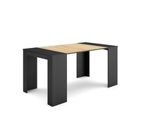 Skraut Home | Mesa Consola Extensible | Mesa Comedor Plegable | 160 | para 8 comensales | Comedor y Cocina | Estilo Moderno | Negro y Roble