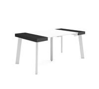 Skraut Home | Mesa Consola Extensible | Mesa Comedor Plegable | 160 | para 8 comensales | Patas de Madera | Estilo Moderno | Blanco y Negro