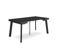 Skraut Home | Mesa Consola Extensible | Mesa Comedor Plegable | 160 | para 8 comensales | Patas de Madera | Estilo Moderno | Negro