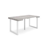 Skraut Home | Mesa Consola Extensible | Mesa Comedor Plegable | 160 | para 8 comensales | Patas Madera Maciza | Estilo Moderno | Cemento