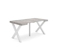 Skraut Home | Mesa Consola Extensible | Mesa Comedor Plegable | 160 | para 8 comensales | Patas Madera Maciza | Estilo Moderno | Cemento
