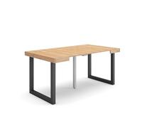 Skraut Home | Mesa Consola Extensible | Mesa Comedor Plegable | 160 | para 8 comensales | Patas Madera Maciza | Estilo Moderno | Roble