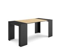 Skraut Home | Mesa Consola Extensible | Mesa Comedor Plegable | 180 | para 8 comensales | Comedor y Cocina | Estilo Moderno | Negro y Roble