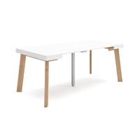 Skraut Home | Mesa Consola Extensible | Mesa Comedor Plegable | 180 | para 8 comensales | Patas de Madera | Estilo Moderno | Blanco