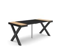 Skraut Home | Mesa Consola Extensible | Mesa Comedor Plegable | 180 | para 8 comensales | Patas Madera Maciza | Estilo Moderno | Roble y Negro