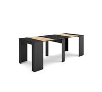 Skraut Home | Mesa Consola Extensible | Mesa Comedor Plegable | 220 | para 10 comensales | Comedor y Cocina | Estilo Moderno | Negro y Roble