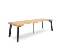 Skraut Home | Mesa Consola Extensible | Mesa Comedor Plegable | 260 | para 12 comensales | Patas de Madera | Estilo Moderno | Roble