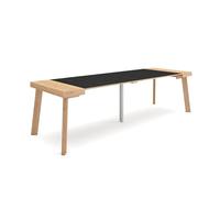 Skraut Home | Mesa Consola Extensible | Mesa Comedor Plegable | 260 | para 12 comensales | Patas de Madera | Estilo Moderno | Roble y Negro
