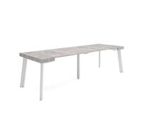 Skraut Home | Mesa Consola Extensible | Mesa Comedor Plegable | 260 | para 12 comensales | Patas de Madera | Estilo Moderno | Cemento
