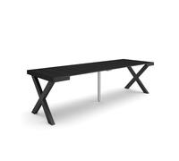 Skraut Home | Mesa Consola Extensible | Mesa Comedor Plegable | 260 | para 12 comensales | Patas Madera Maciza | Estilo Moderno | Negro