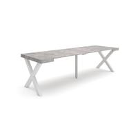 Skraut Home | Mesa Consola Extensible | Mesa Comedor Plegable | 260 | para 12 comensales | Patas Madera Maciza | Estilo Moderno | Cemento