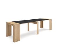 Skraut Home | Mesa Consola Extensible | Mesa Comedor Plegable | 300 | para 14 comensales | Comedor y Cocina | Estilo Moderno | Roble y Negro