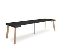 Skraut Home | Mesa Consola Extensible | Mesa Comedor Plegable | 300 | para 14 comensales | Patas de Madera | Estilo Moderno | Negro