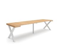Skraut Home | Mesa Consola Extensible | Mesa Comedor Plegable | 300 | para 14 comensales | Patas Madera Maciza | Estilo Moderno | Roble