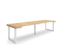 Skraut Home | Mesa Consola Extensible | Mesa Comedor Plegable | 300 | para 14 comensales | Patas Madera Maciza | Estilo Moderno | Roble
