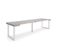 Skraut Home | Mesa Consola Extensible | Mesa Comedor Plegable | 300 | para 14 comensales | Patas Madera Maciza | Estilo Moderno | Cemento