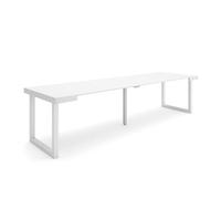 Skraut Home | Mesa Consola Extensible | Mesa Comedor Plegable | 300 | para 14 comensales | Patas Madera Maciza | Estilo Moderno | Blanco