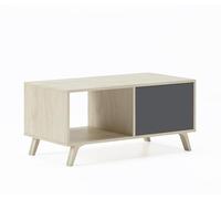 Skraut Home | Mesa de Centro | 45 x 92 x 50 cm | Mesa Baja Ideal para Salón o Comedor | Modelo Wind | Madera Resistente | Mueble Auxiliar | Acabado Puccini/Gris