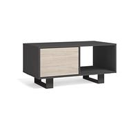 Skraut Home | Mesa de Centro con Puertas | Comedor | Modelo de Viento | Estructura de Color Gris Antracita | Puertas Color Roble | Dimensiones 92x50x45cm Altura.