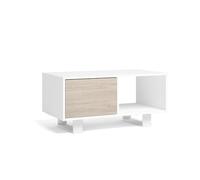 Skraut Home | Mesa de Centro con Puertas | Comedor | Modelo Wind | Color Blanco/Roble | Medidas 92 x 50 x 45 cm Altura