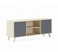 Skraut Home | Mueble de TV para Salón | 57 x 140 x 40 cm | Indicado para TV de 32/40/50/55/60" | Modelo Wind 140 | Puccini | 2 Puertas Abatibles Color Gris