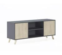 Skraut Home | Mueble de TV para Salón | 57 x 140 x 40 cm | Indicado para TV de 32/40/50/55/60" | Modelo Wind 140 | Gris | 2 Puertas Abatibles Color Puccini