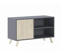 Skraut Home | Mueble de TV para Salón | 57 x 95 x 40 cm | Indicado para TV de 32/40" | Modelo Wind 100 | Gris | Puerta Abatible Color Puccini