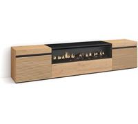 Skraut home Mueble tv efecto madera roble 200x35x45cm chimenea efecto fuego