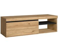 Skraut Home | Mueble TV | Modelo Naturale | 120 x 40 x 41 cm | Mueble Auxiliar 1 Puerta y Balda | Estilo Nórdico | Melamina | Acabado en Roble y Negro