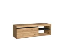 Skraut Home | Mueble TV | Modelo Naturale | 120 x 40 x 41 cm | Mueble Auxiliar 1 Puerta y Balda | Estilo Nórdico | Melamina | Acabado en Roble y Negro