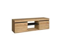 Skraut Home | Mueble TV | Modelo Naturale | 140 x 40 x 41 cm | Mueble Auxiliar 2 Puertas y 1 Balda Central | Estilo Nórdico | Melamina | Roble y Negro