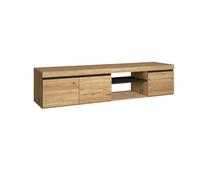 Skraut Home | Mueble TV | Modelo Naturale | 160 x 40 x 41 cm | Mueble Auxiliar 3 Puertas y 1 Balda Central | Estilo Nórdico | Melamina | Roble y Negro