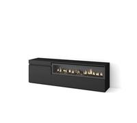 Skraut Home | Mueble TV | Televisión | Muebles de salón, almacenaje | 150x45x35cm | para TV hasta 65" | Chimenea eléctrica | Estilo Moderno | Negro