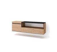 Skraut Home | Mueble TV | Televisión | Muebles de salón, almacenaje | 150x45x35cm | para TV hasta 65" | Colgado, Suspendido | Estilo Moderno | Roble y Negro