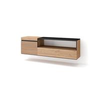 Skraut Home | Mueble TV | Televisión | Muebles de salón, almacenaje | 150x45x35cm | para TV hasta 65" | Colgado, Suspendido | Estilo Moderno | Roble